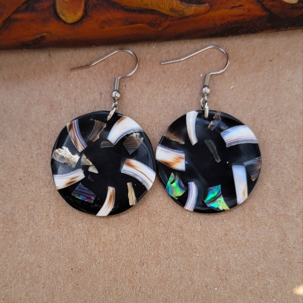Handmade Abalone Shell Disc Earrings